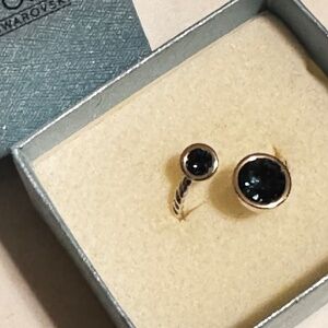 Touchstone Crystal Curled Up Ring,  Montana, size 7